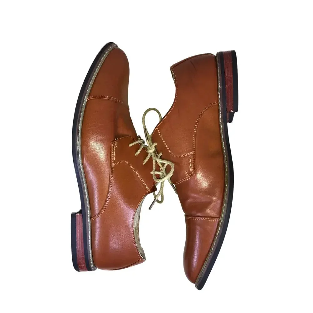 Bruno Marc New York Dress Shoes Men’s Size 12W Brown Faux Leather Oxford Loafer